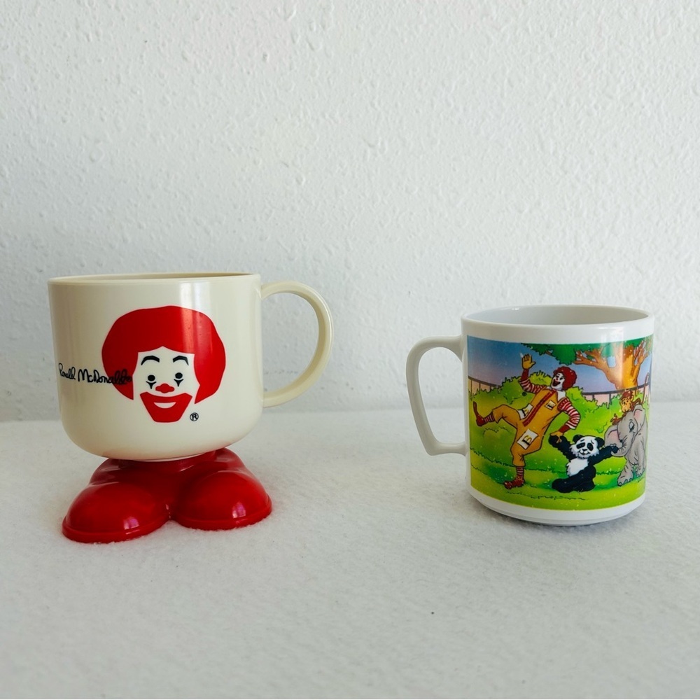 Vintage McDonald's Cup Mug SET of 2 Plastic Fast Food Collectible